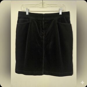 Jones Sport Black Corduroy Skirt Women’s Size 12 Straight Pencil Midi Vintage